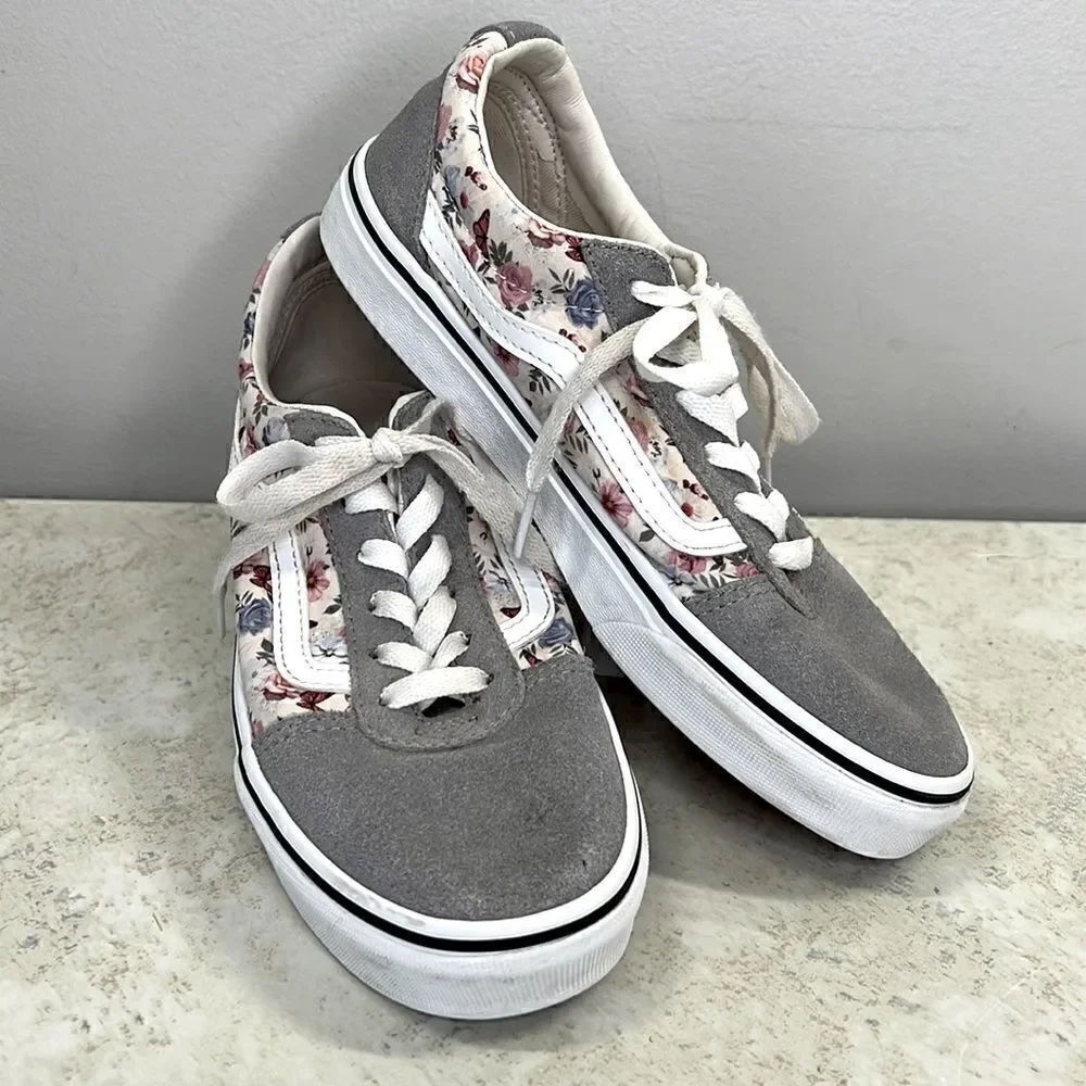 VANS Old Skool Gray, Floral, Butterfly Sneakers 5